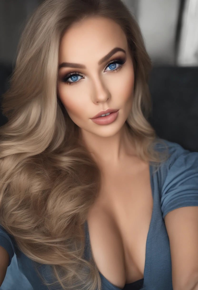 Arafed Frau komplett , Sexy girl with blue eyes, Ultra-realistisch, Akribisch detailliert, portrait sophie mudd, blonde hair and large eyes, Selfie einer jungen Frau, Kammeraugen, Violet Myers, Frei von Make-up, Natural makeup, Blick direkt in die Kamera, Gesicht mit Artgram, Dezentes Make-up, Tolles Foto der Leiche, die in einem Badeanzug durch die Ru geht, medium to large bust size, Sport-BH und Leggings