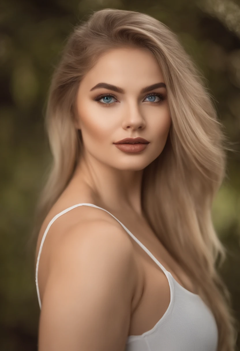 Arafed Frau komplett , Sexy girl with blue eyes, Ultra-realistisch, Akribisch detailliert, portrait sophie mudd, blonde hair and large eyes, Selfie einer jungen Frau, Kammeraugen, Violet Myers, Frei von Make-up, Natural makeup, Blick direkt in die Kamera, Gesicht mit Artgram, Dezentes Make-up, Tolles Foto der Leiche, die in einem Badeanzug durch die Ru geht, medium to large bust size, Sport-BH und Leggings