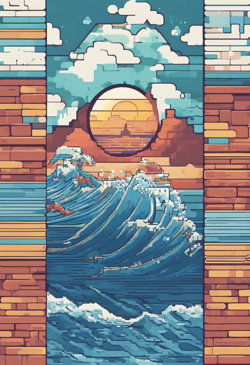 Technology Wave Icon: Combine a stylized representation of an ocean wave with technology elements such as electrical circuits or subtle gears to show the integration of technology in the study of the oceans in png