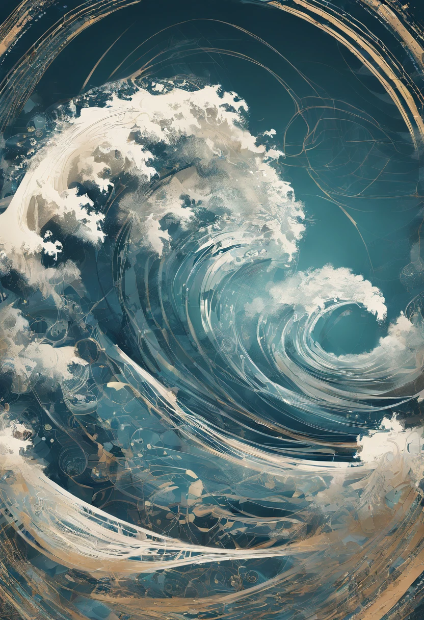 Technology Wave Icon: Combine a stylized representation of an ocean wave with technology elements such as electrical circuits or subtle gears to show the integration of technology in the study of the oceans in png