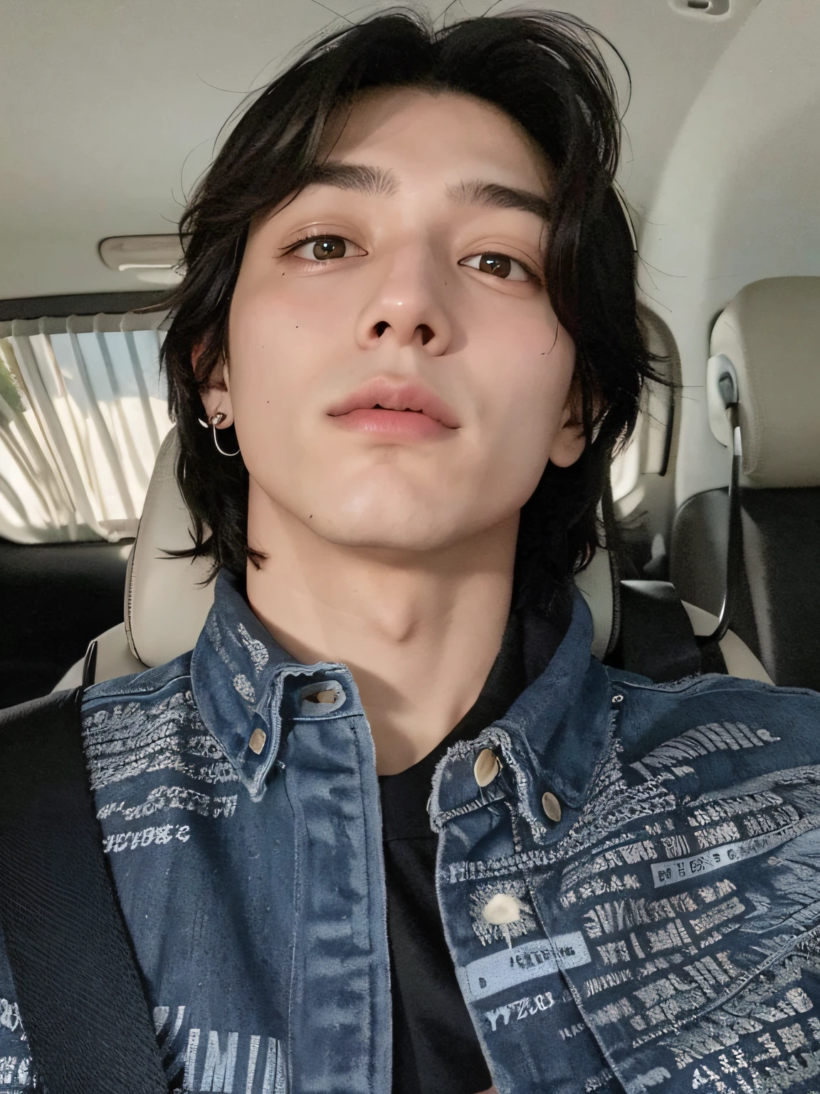 There's a man in a denim jacket sitting in a car, taken in the early 2020s, Jungkook, brilhante da chuva, XQC, foto de perfil
