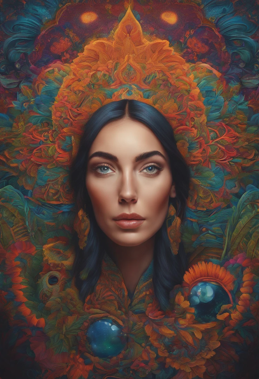 An extremely psychedelic portrait of a therapist, Surreal, LSD, face, Detailed, Intricate, elegant, agile, Highly detailed, Digital painting, Art Station, concept-art, smooth, Sharp focus, illustration