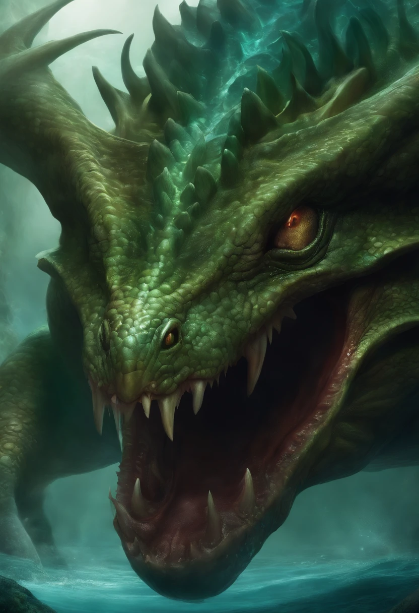 Hydre,three head,realiste,terrifiant,dnd,monster, aquatic, eat human