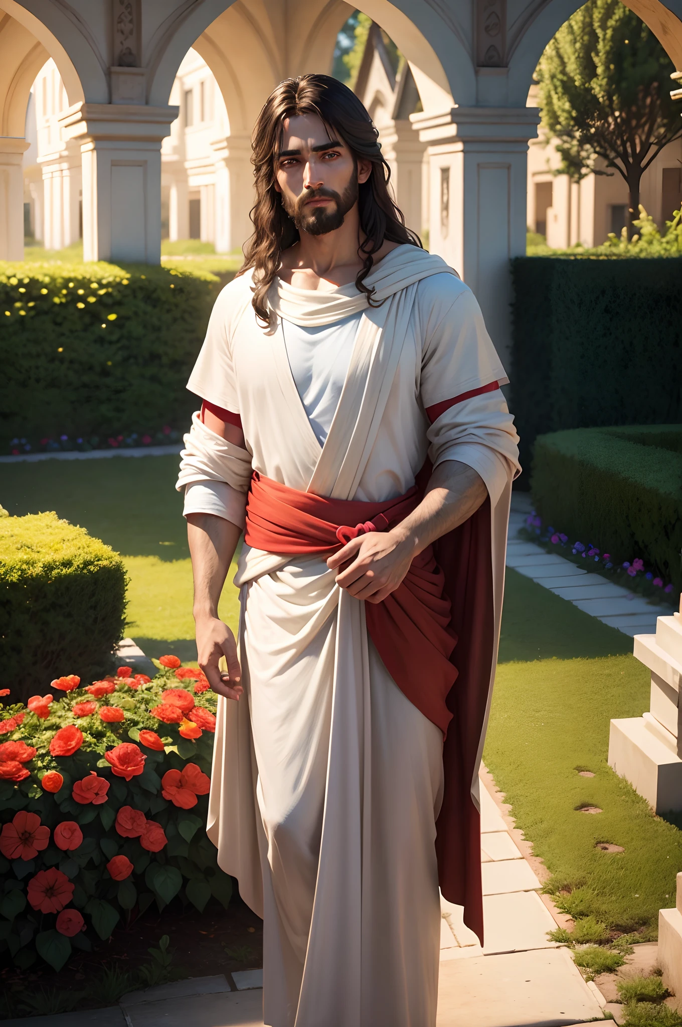 The eyes of Jesus Christ are blue, His features are identical to those of Jesus Christ and manly