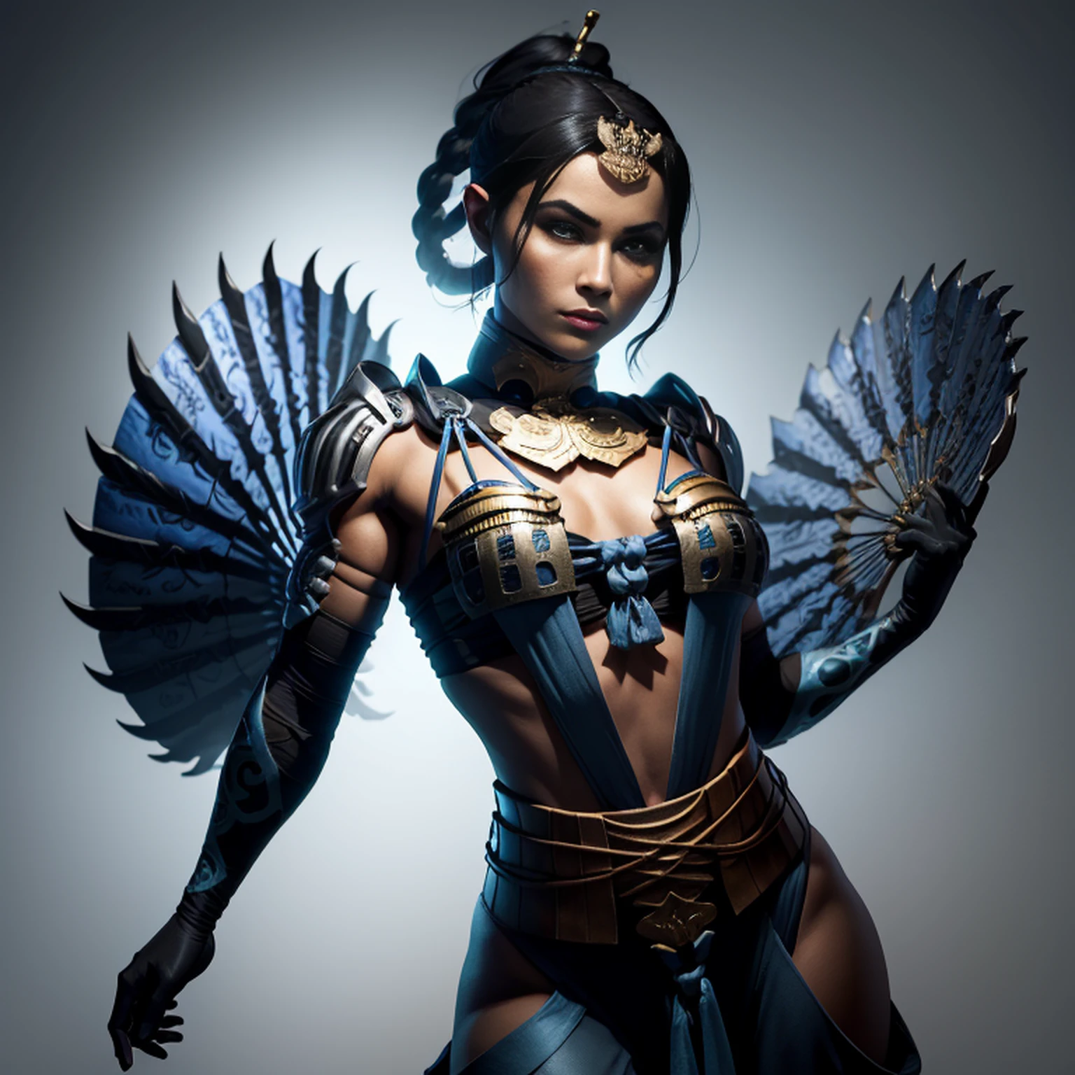 Kitana from Mortal Kombat posing in victory pose in her best outfit, (best quality, 4k, Altas, master part:1.2), ultra-detalhado, Realistic:1.37, Rosto e corpo detalhados, flowing hair, confident expression, cores vibrantes, guerreiro de artes marciais, olhos ferozes, Athletic Physique, traje intrincado, intricate design patterns, foco nítido, postura poderosa, dynamic pose, Cinematic lighting, fantasy scenery, personagem de jogo de luta, belas paisagens ao fundo, atmosfera intensa, alto contraste, Shadows Dramatic, artistic composition, pintado digitalmente, arte conceitual do jogo, vibrant and energetic, iconic character, arte inspirada na cultura japonesa.