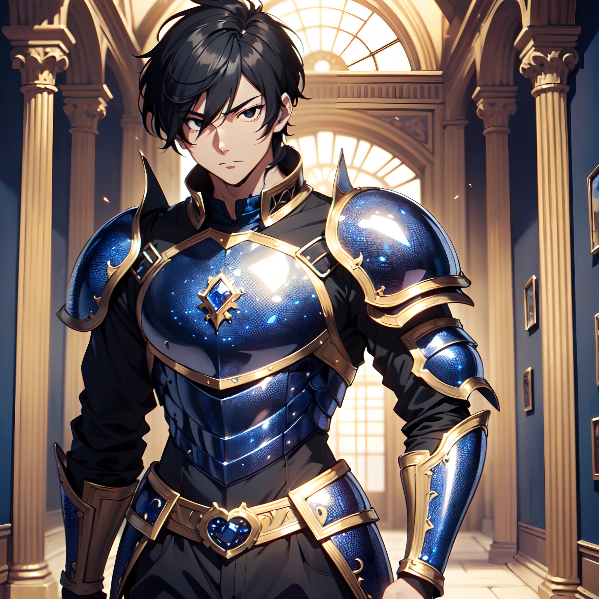 128K Ultra High Definition,
128K Ultra High Quality,
128K Ultra High Resolution,
Best Definition,
Best Quality,
Best Resolution,
Perfectly Detailed,
Perfectly Designed,
Extremely Detailed,
Extremely Designed,
Hyper Detailed,
Hyper Definition,
Hyper Quality,
Hyper Resolution,
Masterpiece,
(((Anime))),
Body Shot,
(((Boy))),
Handsome,
Muscular Body,
(((Black Short Hair))),
(((Black Eyes))),
(((Hyper Detailed & Perfectly Designed Blue Sapphire Armor Plates))),
(((Hyper Detailed & Perfectly Designed Engraving Jeweled Baron Armor))),
(((Inside Of Medieval Royal Palace Background Scenery))),