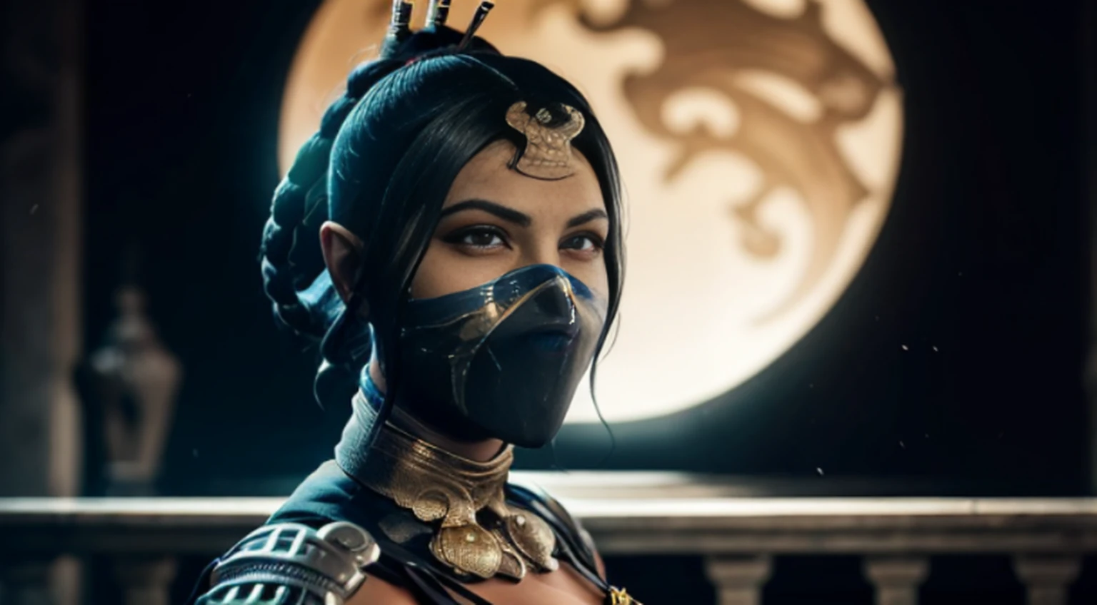 (Foto de alta qualidade, ultra realista, 8k, personagem do jogo MORTAL KOMBAT), Mileena super bela com seu traje roxo, foto tirada de corpo inteiro e de longe, normal hands, dedos detalhados, obra-prima, (realista 8k, foto-realista: 1.37), realista detalhado, 1girl, cabelo longo:1.5, cabelo preto:1.2, olhos vermelhos:1.5, erotic, semi nua, olhos brilhantes, ((mortal kombat mileena)), ninja, armas, kimono, vestido de guerreira ,((mortal kombat)), seios longos grandes, mamas gigantes aparecendo, pose de luta, olhar sereno, templo, meditation, Ninja Mask, cobri sua boca, eyes to the sky, pelos pubianos saindo da calcinha, nudes, xota, micro calcinha enfiado nas partes intimas, pornografia, demonic mask, reflection, o fundo mostra a luz da lua, lua, flor de cerejeira, espadas, corpo quente erotico