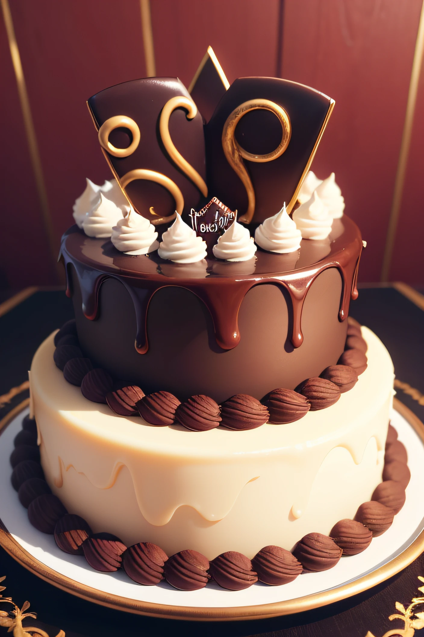 (alta qualidade:1.2,ultra-detalhado,fotorrealista),Pintura,bolo,caprichoso,festivo,Birthday,celebration,colorido,bolo decorado,delicioso,Geada,candle number 4,cintilante,alegre,doce,excitante,cores vibrantes,padaria,textura fofa,decorative icing,ganache de chocolate,Polvilha,aroma delicioso,festa,memorable moments