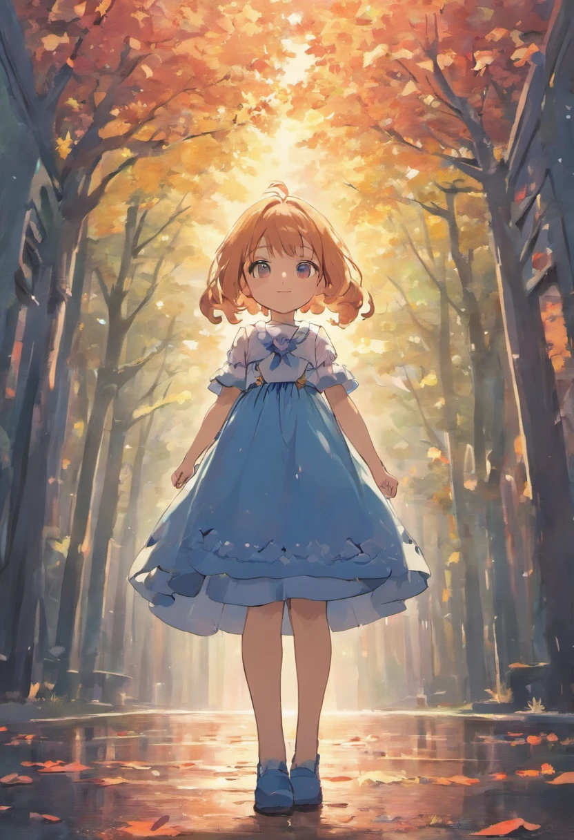A -6 girl standing in a park, cabelos pretos lisos e longos, olhos castanhos, vestido estampado, Feliz, Feliz, qualidade perfeita, Foco claro (detalhes intrincados) (8k) (Detalhe Olho) (foco nítido), (Feliz) ao lado de um homem adulto