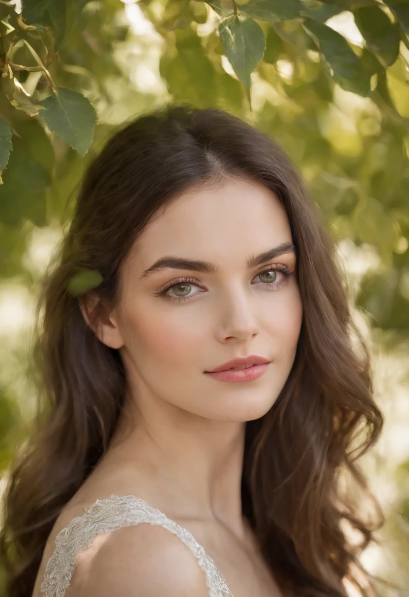 (La mejor calidad,4k,8k,Altas Resoluciones,Obra maestra:1.2),Ultra detallado,(realista,fotorrealista,fotorrealista:1.37),Retratos,Pale-skinned woman,cabello negro, Cabello largo, cabello lacio, Hermosos ojos verdes detallados,Pechos medianos con un escote revelador,cara delgada.
**Detalles adicionales**: The woman stands in a lush garden surrounded by vibrant flowers and tall trees... Ella lleva un vestido fluido con delicados patrones florales, enfatizando su belleza femenina. The garden is bathed in warm sunlight, casting a soft glow on your pale skin. La mujer tiene una sonrisa amable en sus labios, exuding a sense of serenity and elegance. Su largo cabello negro cae en cascada por su espalda, adding a touch of mystery to your appearance. The landscape behind her is full of colorful flowers, Creating a visually stunning backdrop for the portrait. The attention to detail in the painting is extraordinary, capturing every strand of hair and subtle expression on his face. Los colores son vivos y vibrantes, Dando vida a la obra de arte. In-scene lighting improves the overall ambience, creating a captivating atmosphere.
**Paleta de colores**: Los colores pastel suaves dominan la imagen, con tonos de rosa, morado, y verde. The woman's dress and surrounding flowers are full of vibrant tones, contrasting beautifully with her pale skin and black hair. The overall color scheme evokes a sense of tranquility and femininity.
**luci**: Suave, Natural light filters through the leaves of the trees, proyectando sombras suaves en el rostro de la mujer. Warm sunlight highlights its features, Acentuando la belleza de sus ojos verdes y su delicada estructura facial. The lighting brings a sense of warmth and serenity to the painting., Add depth and dimension to the overall composition.