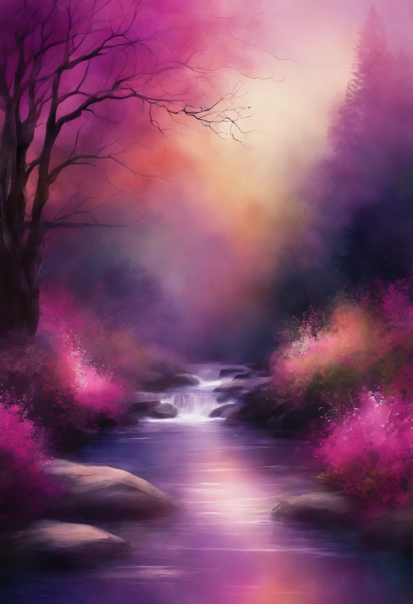 promt digital wallpapel arte digital aquarela roxo e rosa