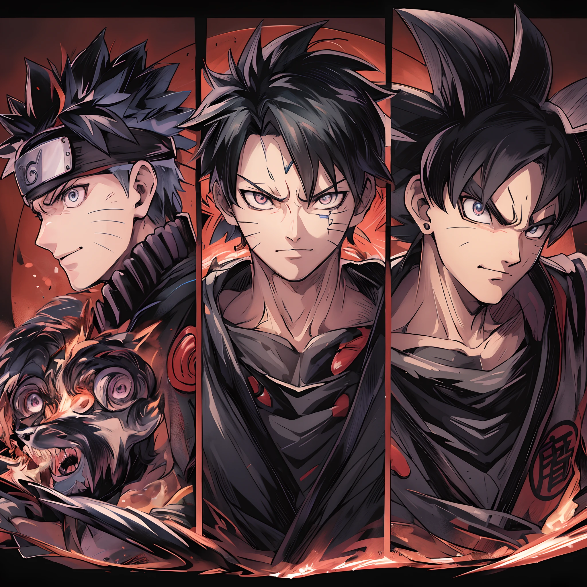 three anime characters with different expressions and colors, epic anime style, shonen anime, 4 k manga wallpaper, shonen jump, shonen style, anime wallaper, trending anime art, trending anime artwork, anime!!!!, anime hd, naruto artstyle, anime style 4 k, hd anime, anime trending artwork, anime picture, anime epic artwork, shonen