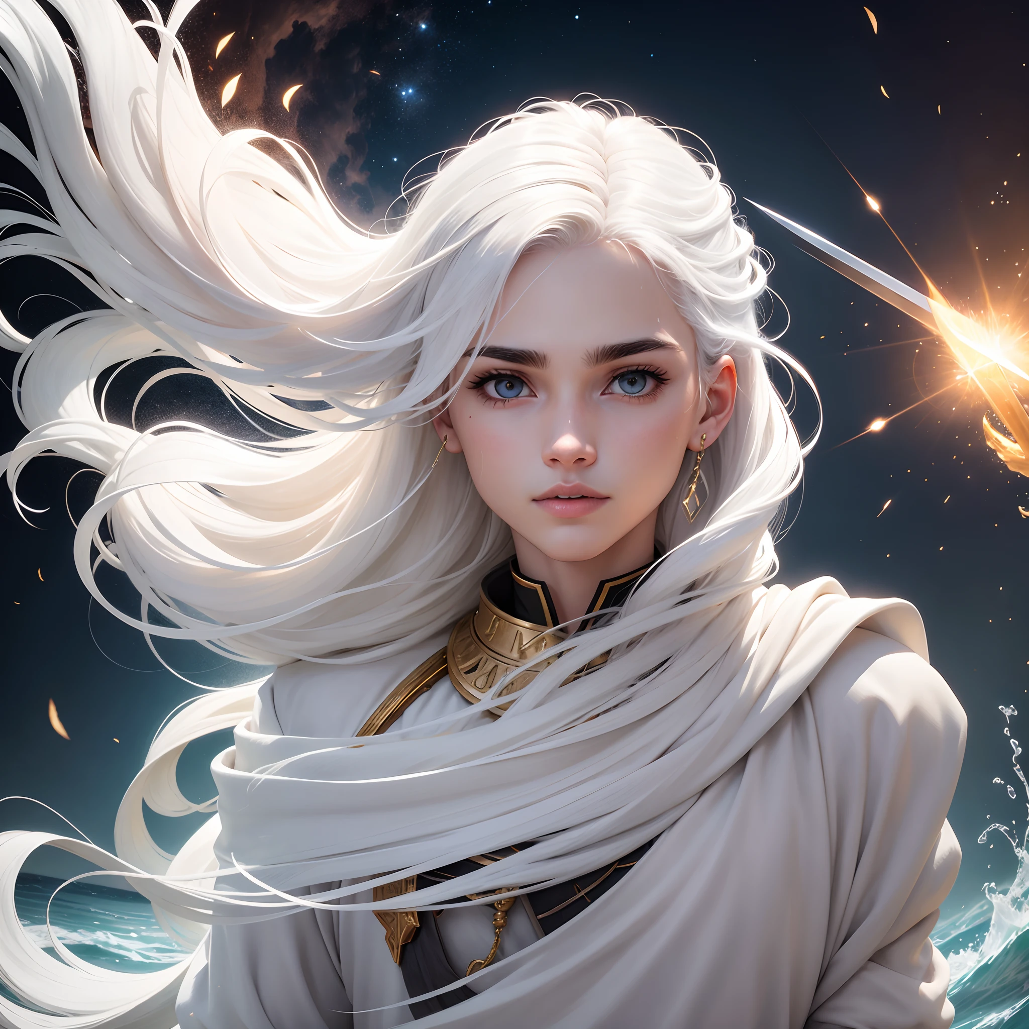 And his head and hair were white as white wool, como a neve, e os seus olhos como chama de fogo;
15
And your feet, similar to shiny brass, como se tivessem sido refinados numa fornalha, and his voice as the voice of many waters.
16
E ele tinha na sua destra sete estrelas; and out of his mouth came a sharp two-edged sword; e o seu rosto era como o sol, when in its strength it shines.