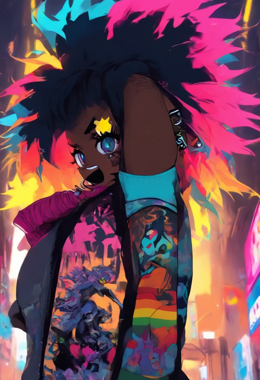 Beautiful Mulatto Girl, Black and Rainbow Hair, Black and Rainbow Makeup, Hip-Hop Girl, (1girl, 1guy), Legs Up, Explosive Creampie, Hetero Sex, NSFW, Mating Press, Rainbow Schoolgirl Outfit, Skirt Lift Sex, Vaginal Sex, Vaginal Penetration, Exposed Breasts, Fishnet Stockings, Curly Afro, BBC, Slender, Rainbow Eyes, Tribal Tattoos,