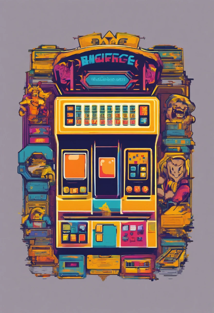 Retro style logo: A logo with retro elements, como uma fonte de arcade ou pixel art, combinado com um joystick ou controle de videogame. This would convey a nostalgic feel to classic games in blue and yellow colors with a white background