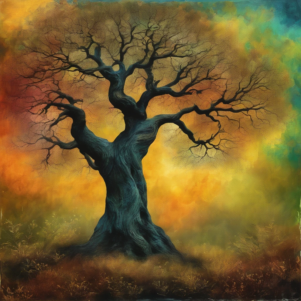 A creative and visually descriptive representation of a tree, with a variety of styles and variations that will captivate your imagination.
Magical cosmic colors, rice paper texture, digital ink. Wet to wet clouds. Vincent van Gogh style