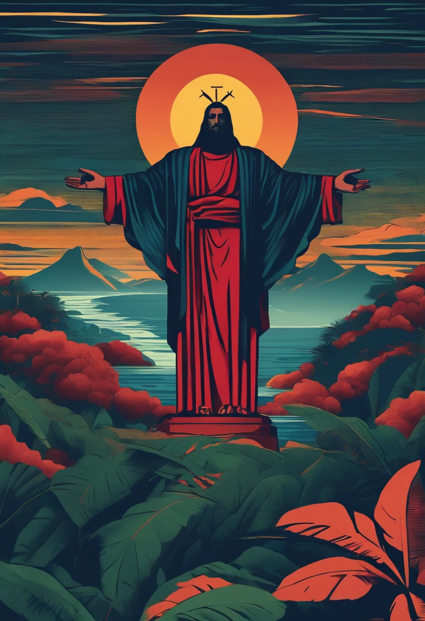 Cristo, Redentor no Rio de Janeiro, com a camisa do Flamengo em 8k