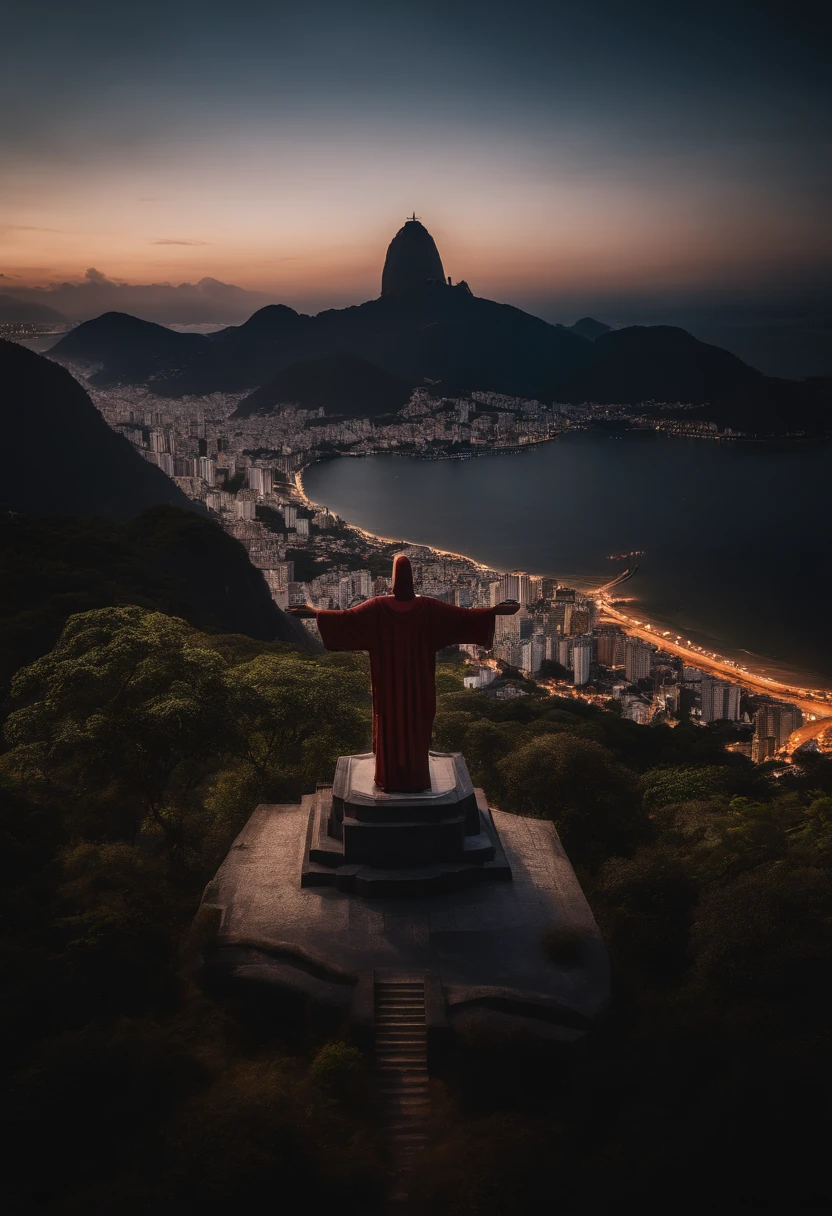 Cristo, Redentor no Rio de Janeiro, com a camisa do Flamengo em 8k