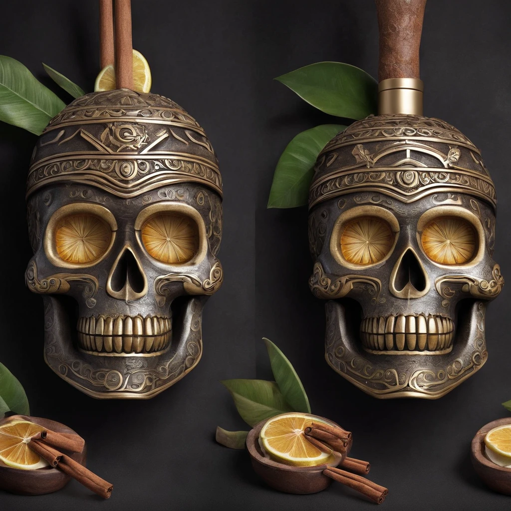 Aztec skull Tiki drink with cinnamon