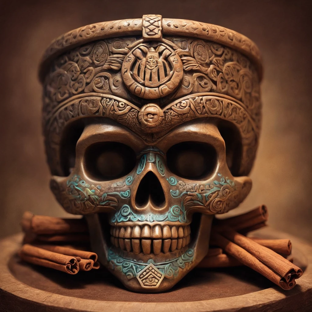 Aztec skull Tiki drink with cinnamon