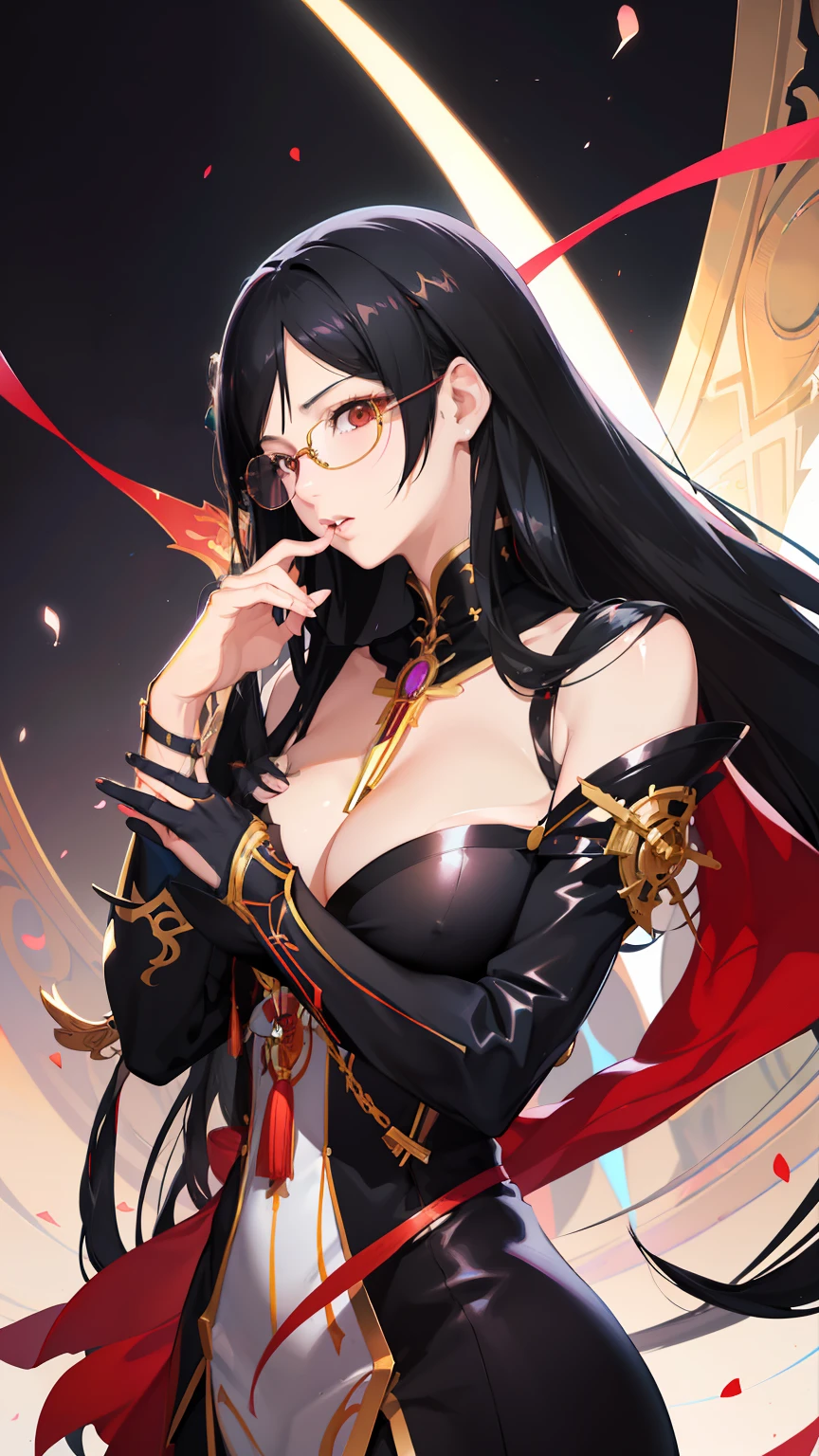anime - style image of a woman with long black hair and glasses, extremely detailed artgerm, artgerm on artstation pixiv, artgerm. anime illustration, cushart krenz key art feminine, detailed digital anime art, range murata and artgerm, artgerm. high detail, ig model | artgerm