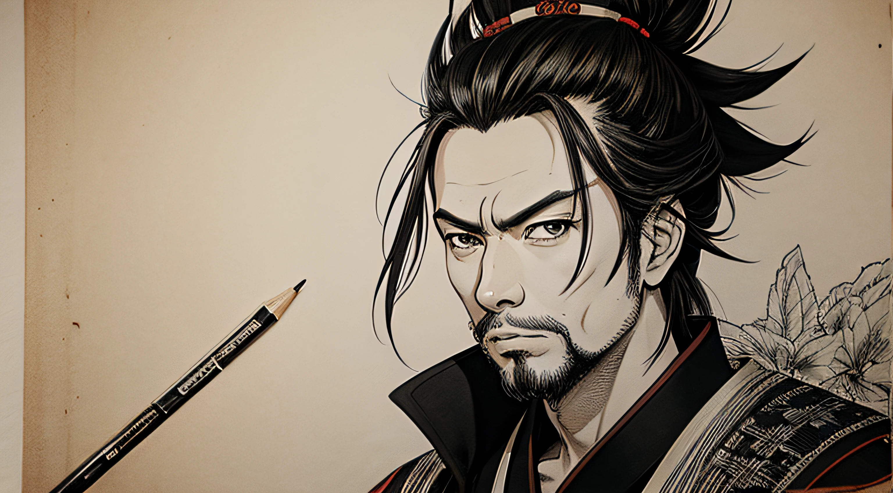 Miyamoto Musashi, manga style drawing