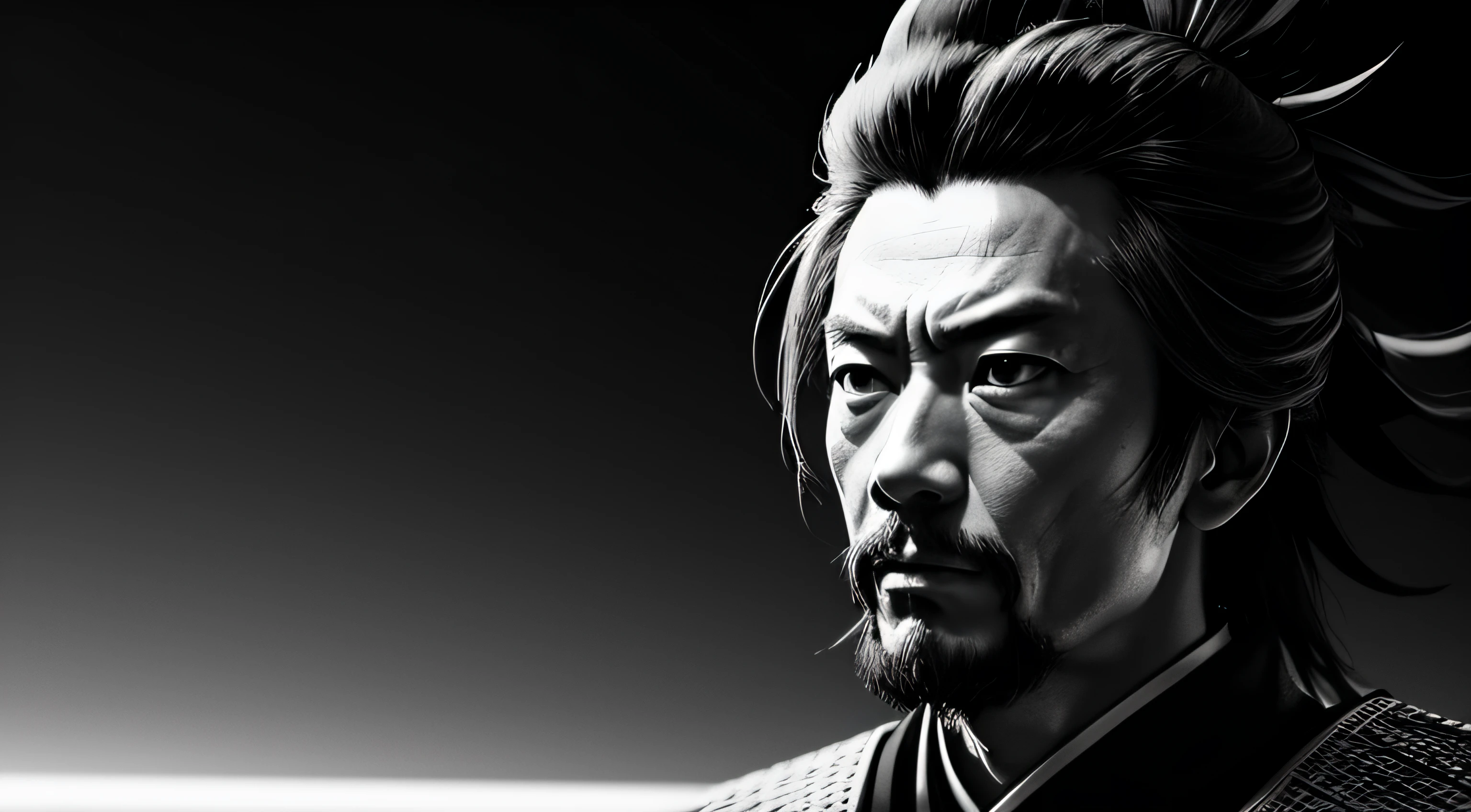 Imagine an image that captures the essence and wisdom of the legendary general and philosopher Sun Tzu. His figure should exude authority and calmness, revealing a leader who is equally skilled on the battlefield and in the realm of strategy. The elements around him should reflect the philosophy of "The Art of War," with symbols like a sharp sword, an ancient and strategic book, and perhaps a mountainous landscape in the background, representing the complexity of the terrain to be conquered. The lighting should be dramatic, with a contrast between light and shadow, emphasizing Sun Tzu's magnetic and confident presence. Feel free to add any additional detail or elements that you believe can capture the essence of the legendary Chinese strategist.