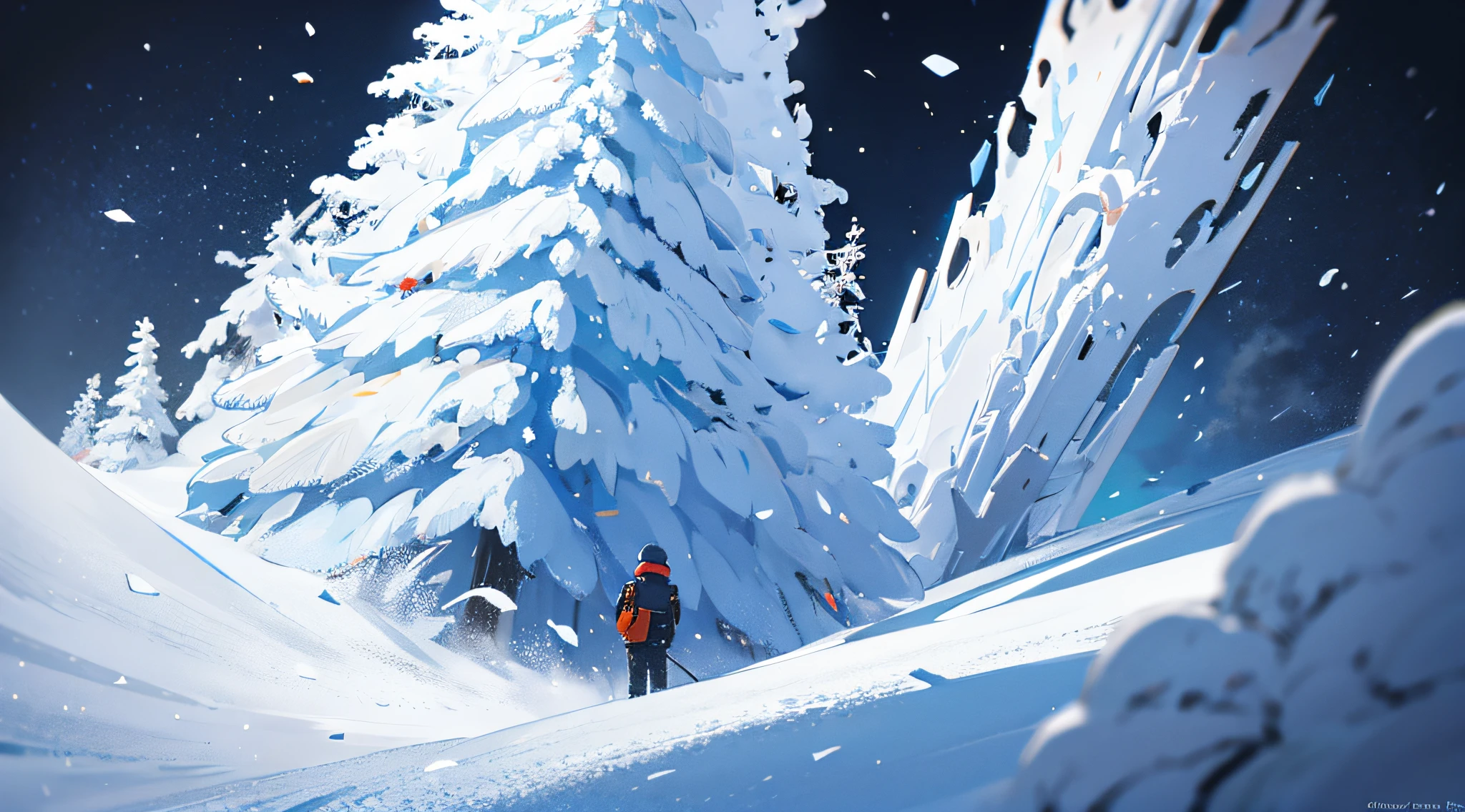 vector snowed tree