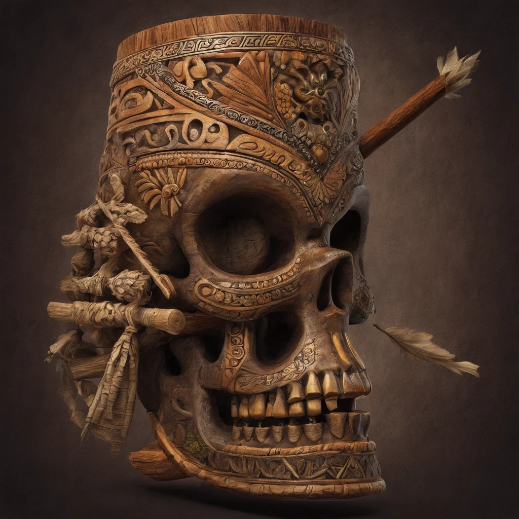 Aztec skull Tiki drink with cinnamon, rum, and tequila