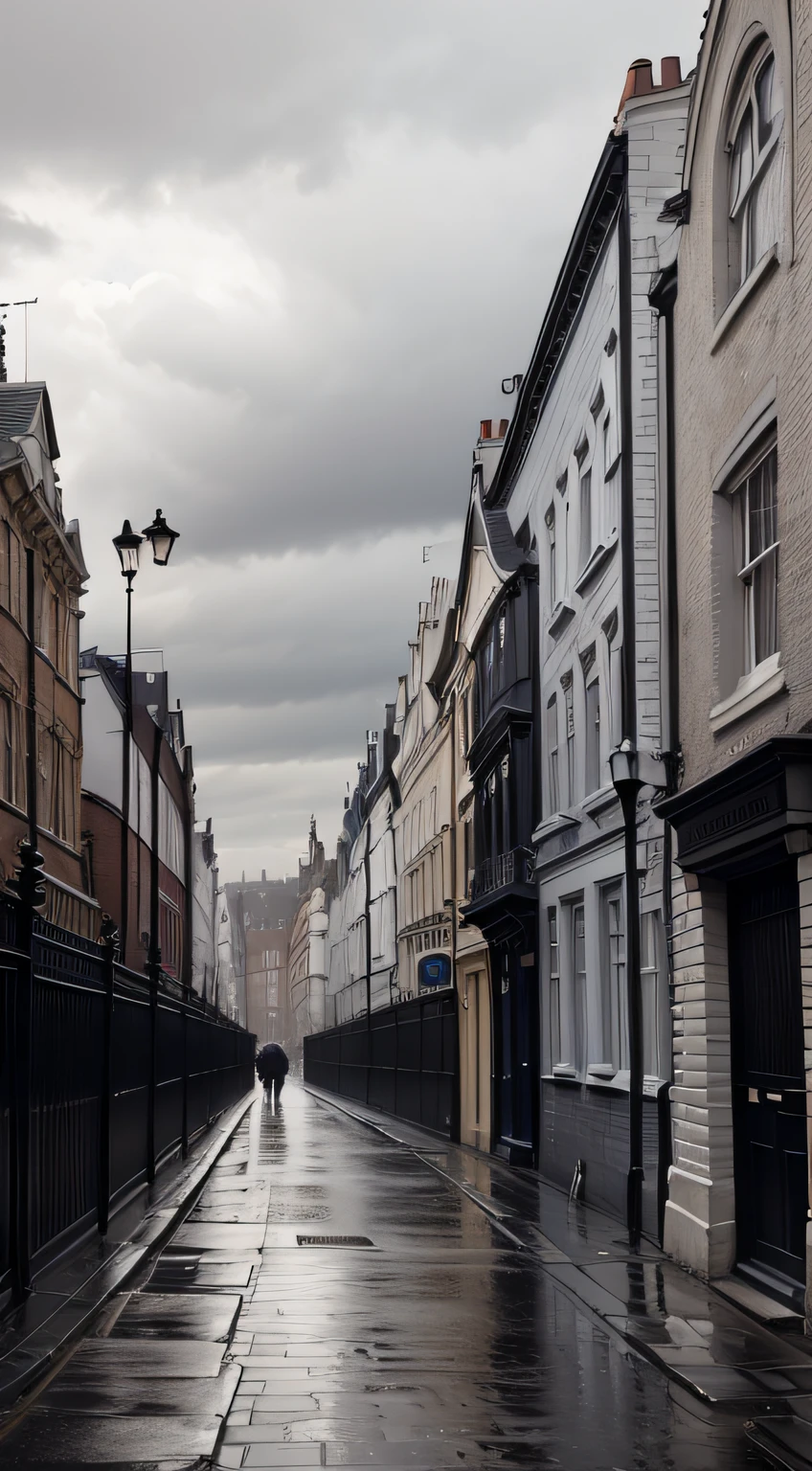 victorian city london street old photo grey sky