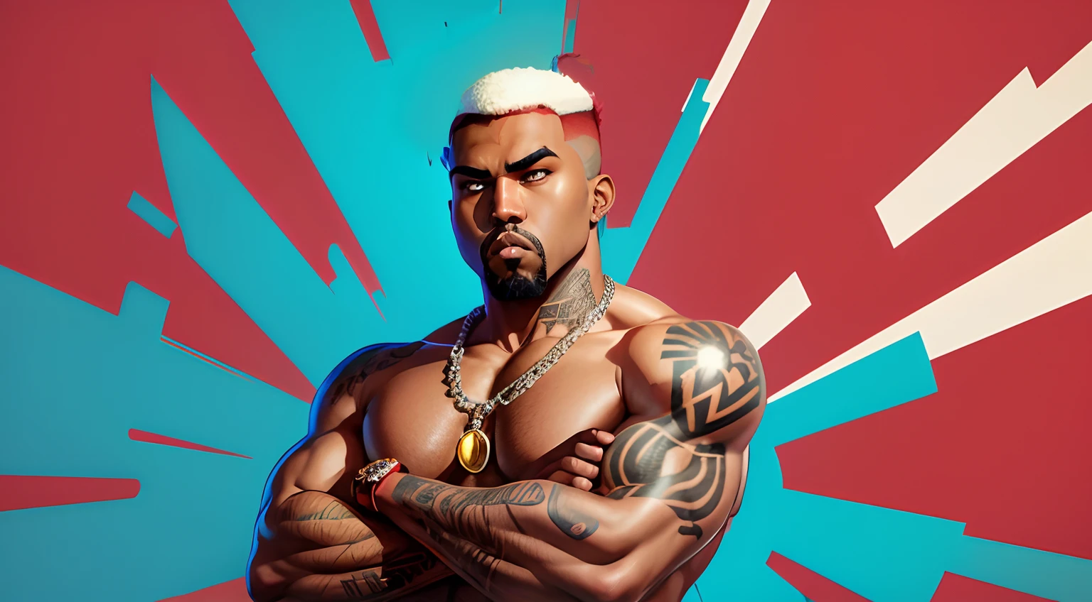 Kanye West desenhos animados anime cartoon , corte vermelho.