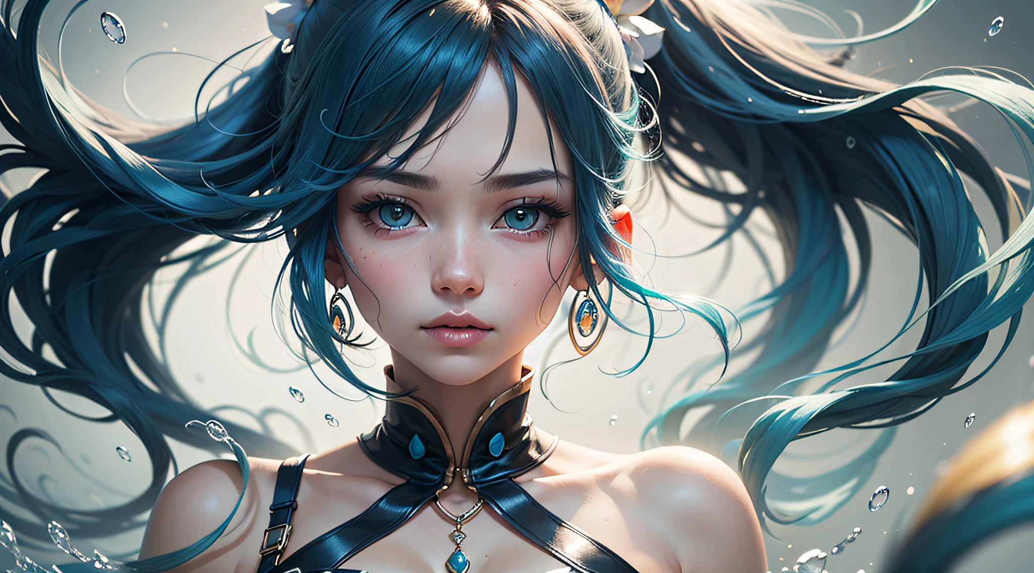 masterpiece, best quality, ultra high res, 1girl, portrait, (abstract art:1.4), (brush strokes), (colorful:1.1), bleeding blue, gradient blue theme, nude girl, minimalistic illustration, smooth skin, graceful pose, elegant curves, delicate features, soft lighting, pastel colors, highres, psychological depth, emotional expression, subtle details, fine artistry, minimalist background, intimate atmosphere, ethereal beauty, artistic form, timeless masterpiece, fluid lines, creative composition