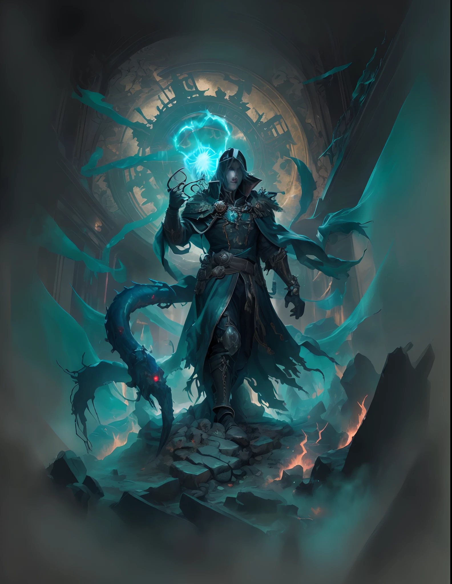 Create a captivating and mystical digital artwork that immerses viewers in the dark and awe-inspiring world of Warhammer 40,000. Depict Sebastian, the legendary psyker and devoted follower of the Emperor of Mankind, as a central figure radiating an aura of immense psychic power.
Sebastian should be clothed in an imposing obsidian-black raiment robe, symbolizing his connection to the enigmatic forces of the warp. His attire should be adorned with the distinctive psykana collar, an emblem of his psychic abilities and devotion to the Emperor.
Around Sebastian's wrist, floating crystals of psychic energy, known as "Assail," should spiral with otherworldly grace. These crystals, highlighted by intricate detailing and vibrant colors, should exude a sense of psychic might. Illustrate them homing in on a target, capturing the moment of psychic precision as they lock onto their objective.
Illuminate the scene with a dramatic display of "Smite" — a ferocious bolt of psychic lightning that courses through Sebastian's outstretched hand. The crackling energy should be vividly rendered, casting an eerie glow on his determined face and the surrounding environment.
Bring forth "Brain Rupture," a devastating psychic ability, as Sebastian directs his formidable powers toward a foe. Visualize the impact of this power, distorting reality and causing anguish to his target, as if their very mind is being torn asunder.
Consider the setting: Is Sebastian standing in a sacred chamber adorned with the Emperor's symbols, or is he amidst the battlefield, wielding his psychic prowess against the forces of chaos? The environment should enhance the sense of mysticism and power.
This artwork should encapsulate the essence of Sebastian as a legendary psyker, channeling his psychic gifts in service to the Emperor. Let your artistic vision bring to life this awe-inspiring character in a manner that pays homage to the rich lore and visual aesthetics of the Warhammer 40,000 universe.