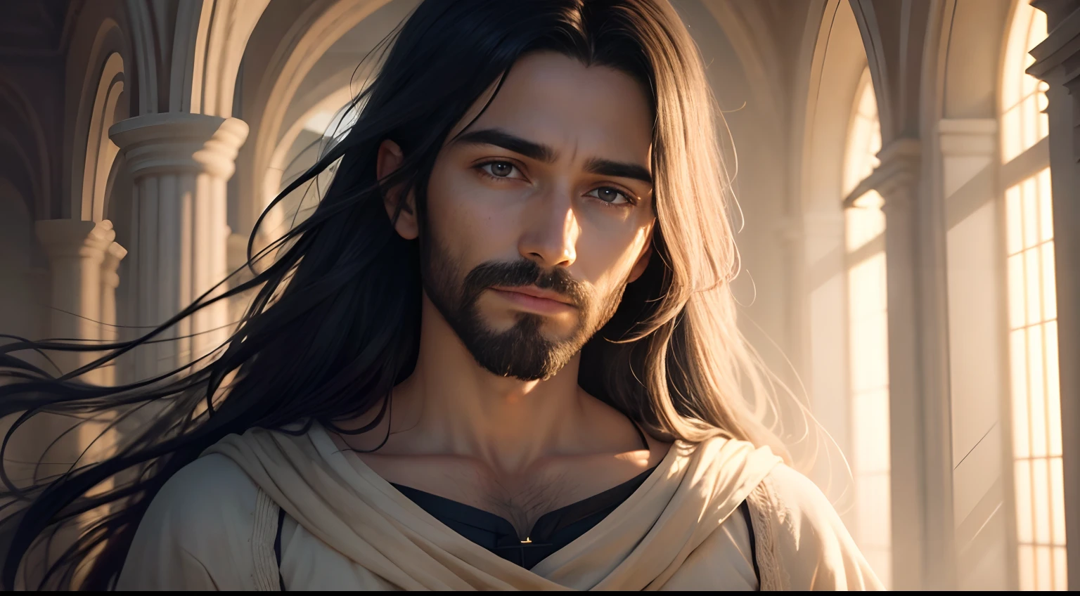 Nesta cena, Jesus is portrayed in heaven, irradiando divindade e serenidade. The atmosphere is ethereal, com suaves raios de luz iluminando os arredores. The composition is carefully framed, capturando Jesus no centro, surrounded by a paradisiacal setting. The camera zooms in to capture all the intricate details, showing the divine characteristics and expression of Jesus. His eyes reflect compassion and wisdom, enquanto seu sorriso sereno exala paz e amor. Dramatic lighting increases the depth and mood of the scene, creating a sense of wonder and reverence. The image is captured with an ultra-detailed camera, garantindo que cada nuance e textura seja fielmente reproduzida. Resolution is set to 8K, proporcionando clareza e realismo impressionantes. Photorealistic rendering brings Jesus to life, Capture the essence of your presence in a tangible and compelling way. The ratio is set to 4:3, allowing a balanced and classic composition. The version used is Midjourney 5.2, Leveraging the latest advances in imaging technology. Camera settings are set to automatic, optimizing exposure and focus to capture the scene in its utmost beauty. No geral, the scene depicts Jesus in all his glory, conveying a sense of divine presence and peace. The combination of ultra-detailed photography, Dramatic lighting and high-resolution rendering create a visually stunning and emotionally resonant depiction of Jesus in heaven.