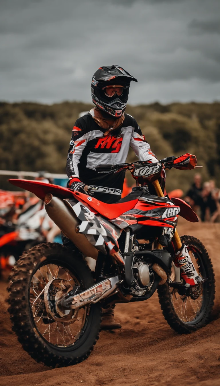 Homem de 30 anos com roupa de motocross