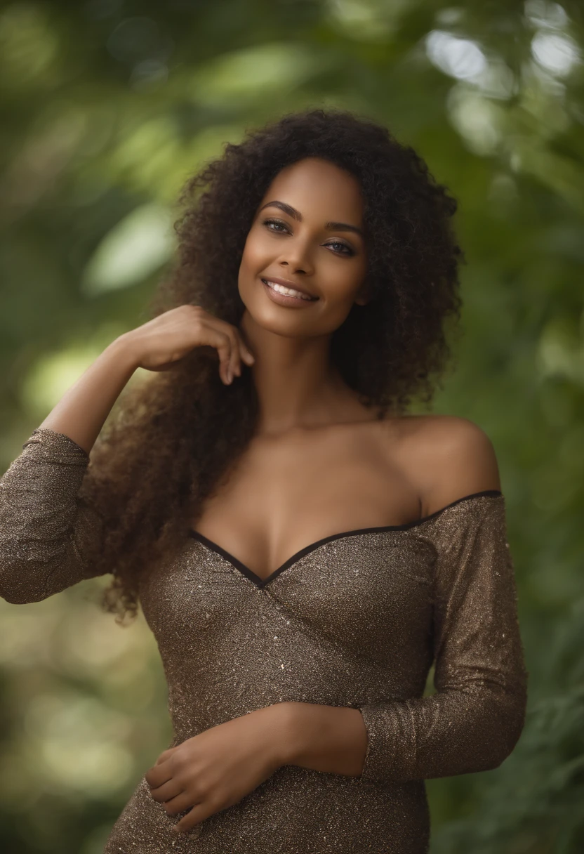 professional, (4k photo:1.1) by (Jeremy Lipking:0.3), (Dittmann Anna:0.3), (Arian Mark:0.3), (Sharp focus:1.3), high detail, wearing (lowcut shirt:1.2), beautiful detailed face, hazel eyes, long black hair, (attractive young woman:1.3), (seductive:1.1), (blushing:1.1), hourglass body shape, large round big breasts, wide thicc hips, woman in black dress , black goddess, tight outfit, tight attire, smiling seductively, pretty face, perfect white haired girl, satisfied pose, cute seductive smile, beautiful african girl, good young girl, very sexy pose, beautiful angle, attractive pose, cute girl, sexy pose, a gorgeous african, full body picture, full body