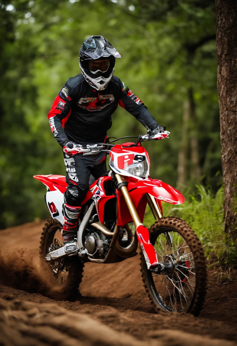 Homem de 30 anos ao lado de uma crf450r