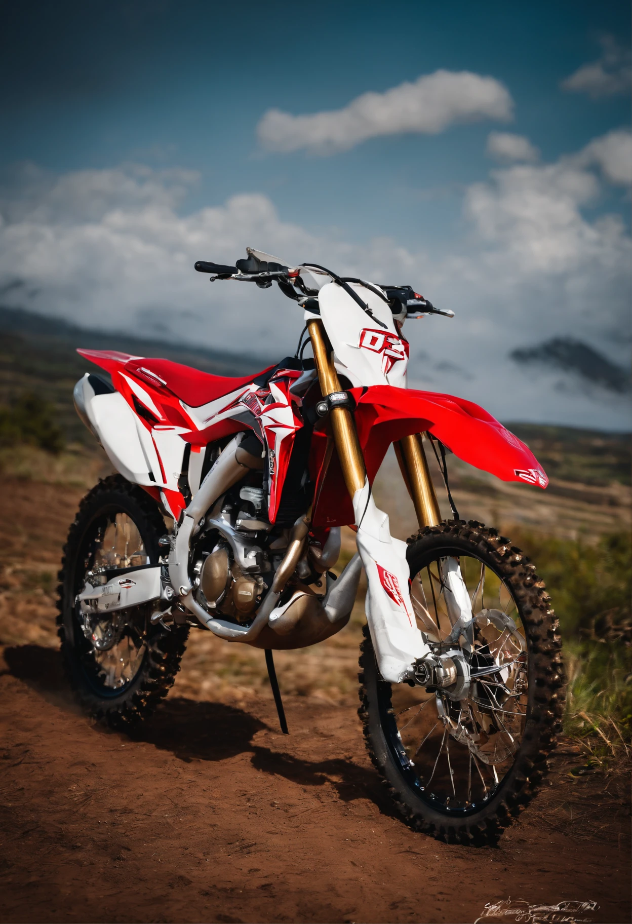 Homem de 30 anos ao lado de uma crf450r