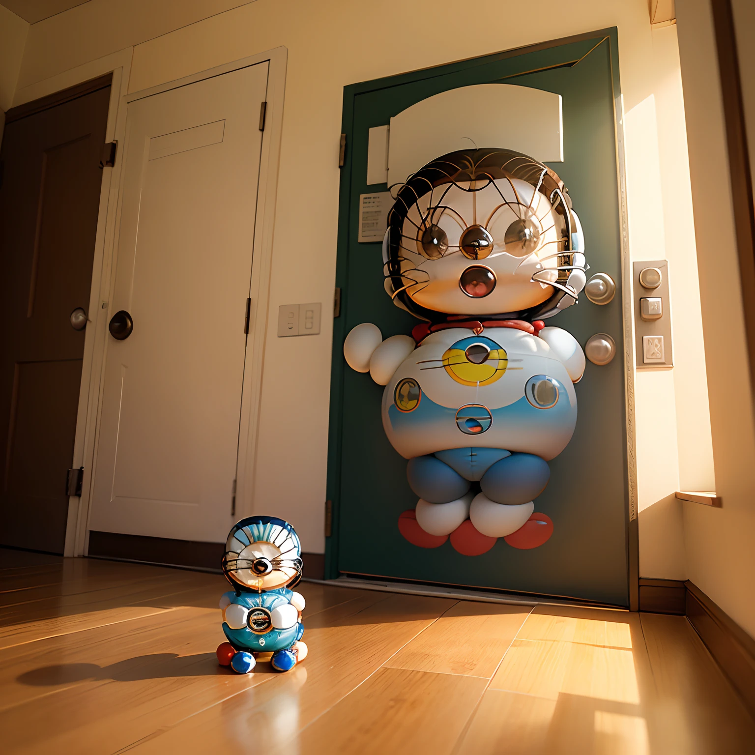 masterpiece、top-quality、ultra-detailliert、(Chibi doraemon:1.5)、Doors Everywhere、Bamboo copter