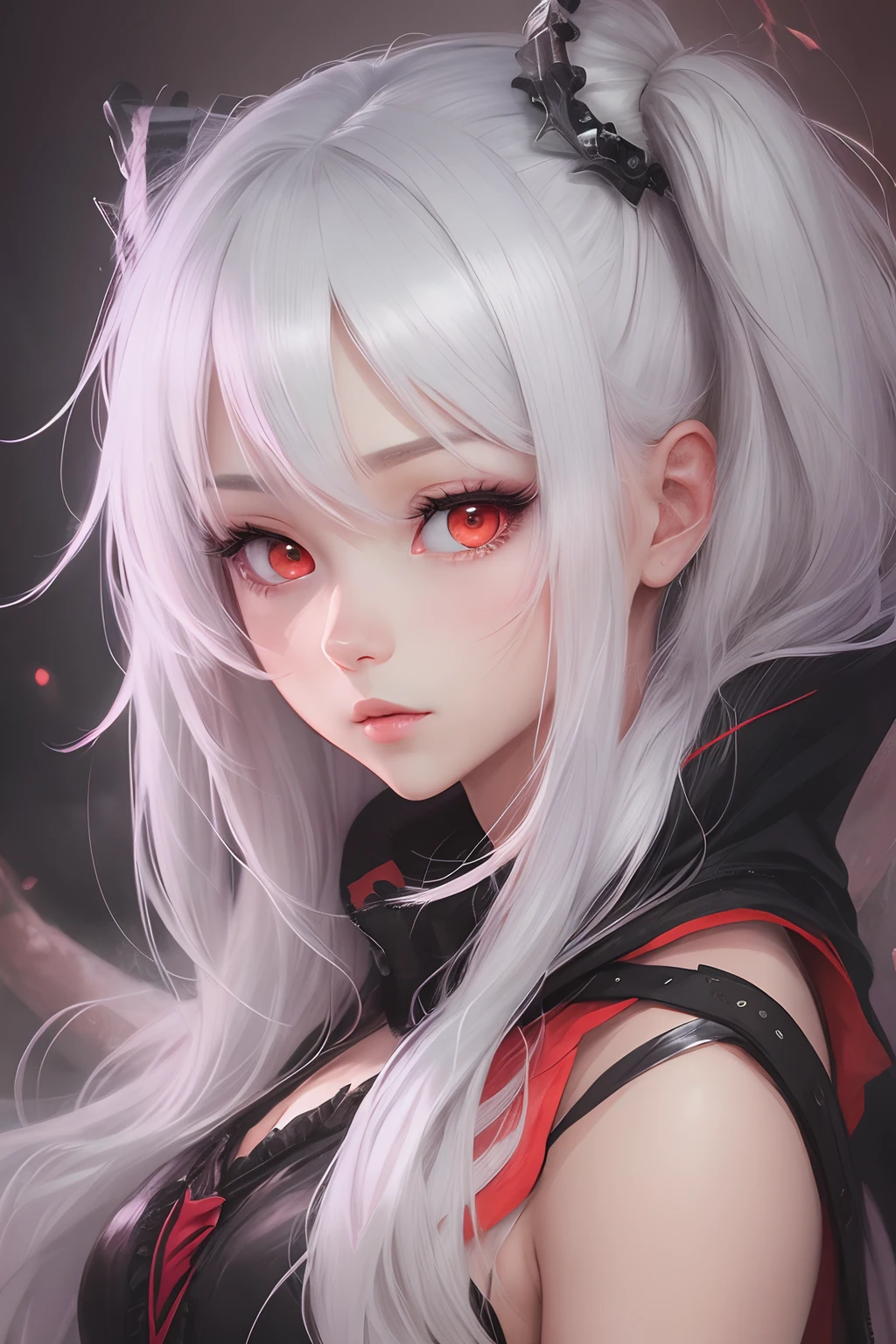 1girl , anime style , white hair , red eyes --auto --s2