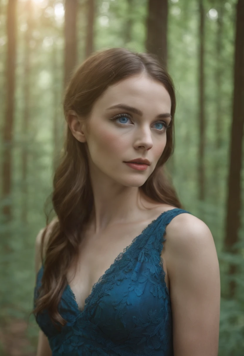 woman with blue eyes sorcerer vibe in deep woods show and highlight play