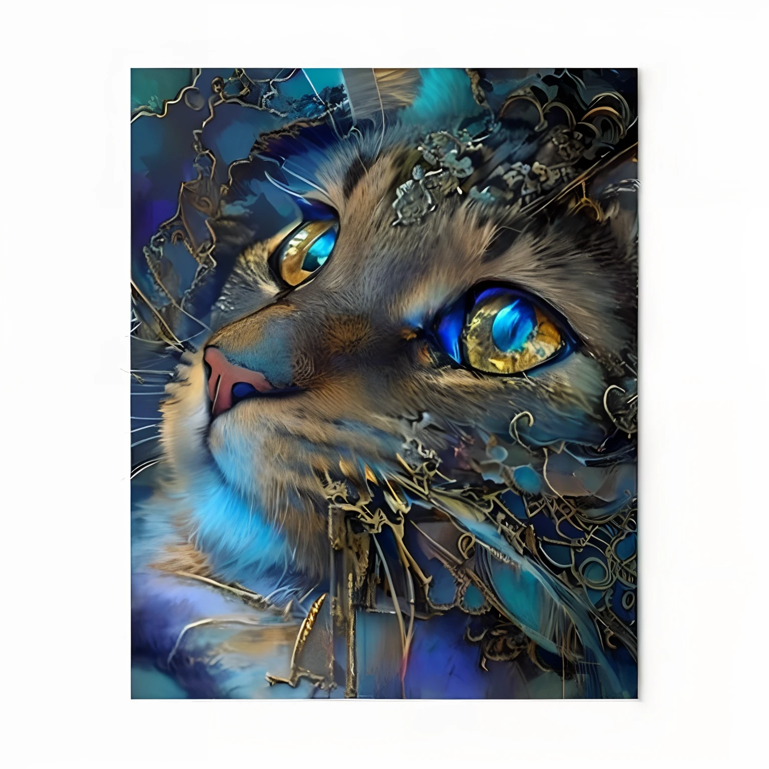 A cute cat on a windowsill, with beautiful detailed eyes, fluffy fur, and long whiskers. The cat is sitting in a relaxed pose, looking out at the world. The background is a sunny day, with soft sunlight streaming in through the window. The cat is painted in a realistic style, with vibrant colors and sharp focus. The artwork is a high-resolution masterpiece, capturing every intricate detail of the cat's fur and features. The overall color tone is warm and inviting, creating a cozy atmosphere. The lighting is natural and soft, casting gentle shadows on the cat's face.