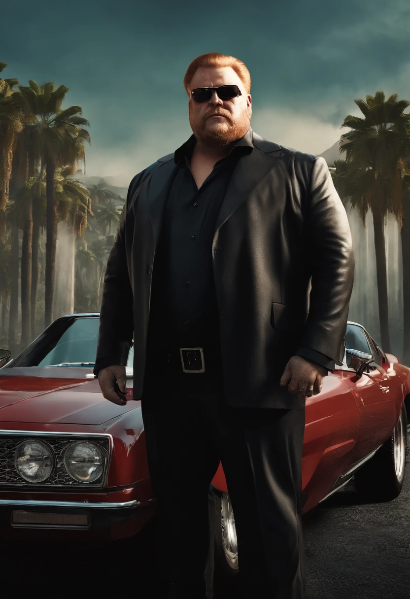 um homem com barba segurando uma faca, barba vermelha, baron harkonnen, barba avermelhada, mafia background hyper detailed, Rei do crime, kingpin, ! baron harkonnen!, gta artstyle, Atarracado, Rich Heritage, gangster, mafioso, action bronson, ((irlandes)), (ruivo)