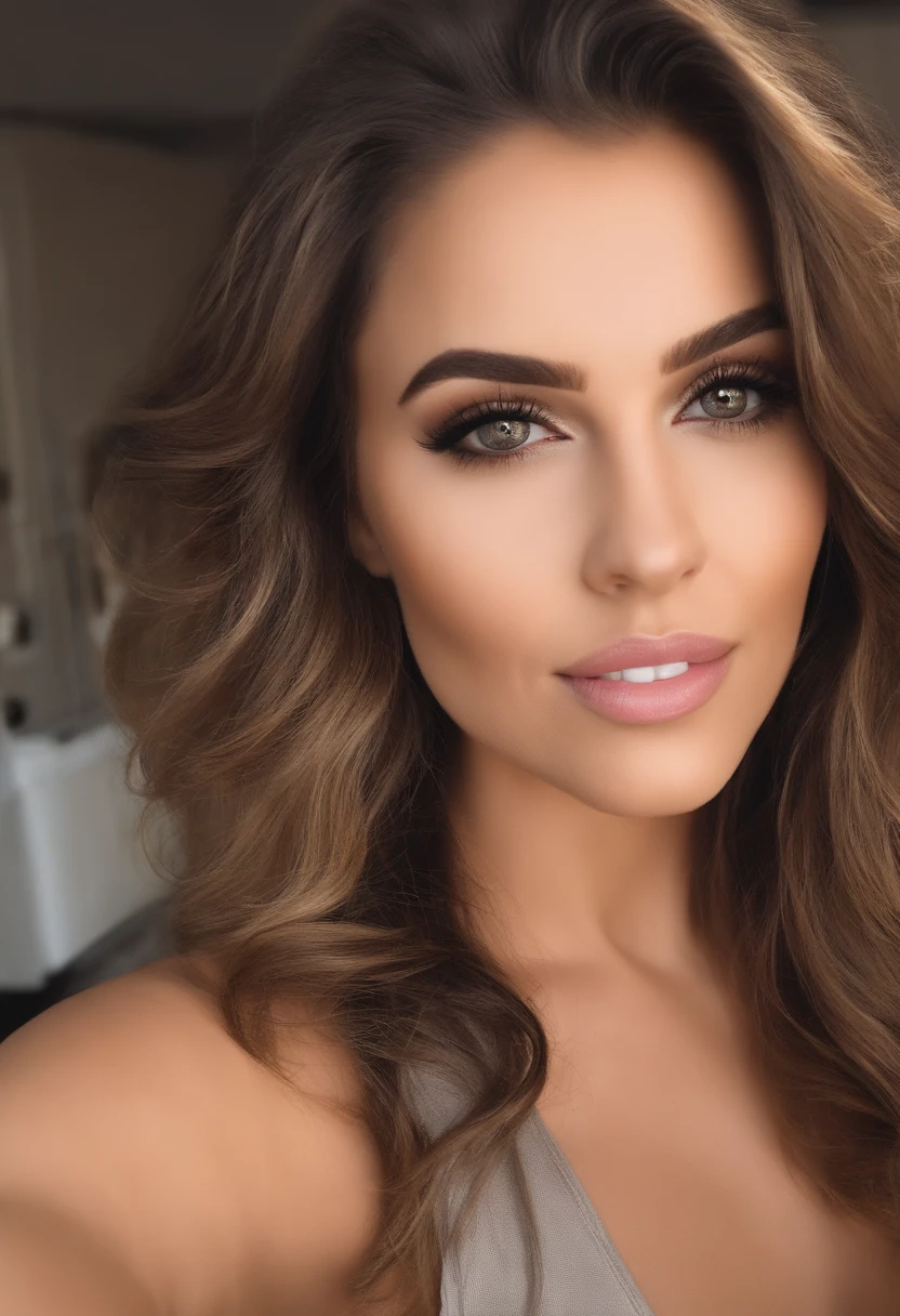 Woman with tank top and jeans, Sexy girl with dark brown eyes, Portrait latina, Portrait de Corinna Kopf, cheveux blonds et grands yeux, selfie of a young woman, Les yeux dans le club Violet Myers, ohne Maquillage, maquillage naturel, Look directly into the camera, Visage avec Artgram, dezentes Maquillage, Superbe photo du corps entier, dans la salle de bain, Fission, 4k, cheveux plat, dubai eyes, sans maquillage, with a cell phone in hand