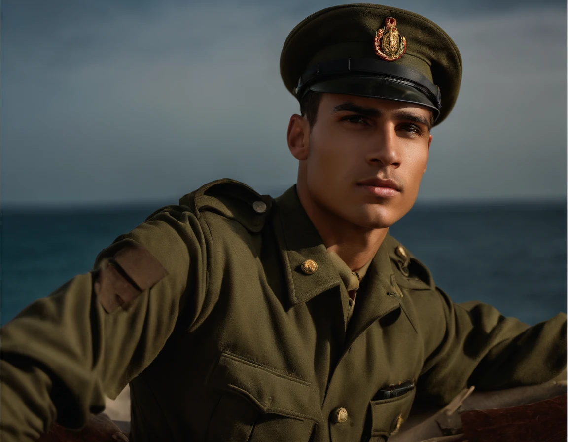 Hombre joven, militar, pectorales medianos,