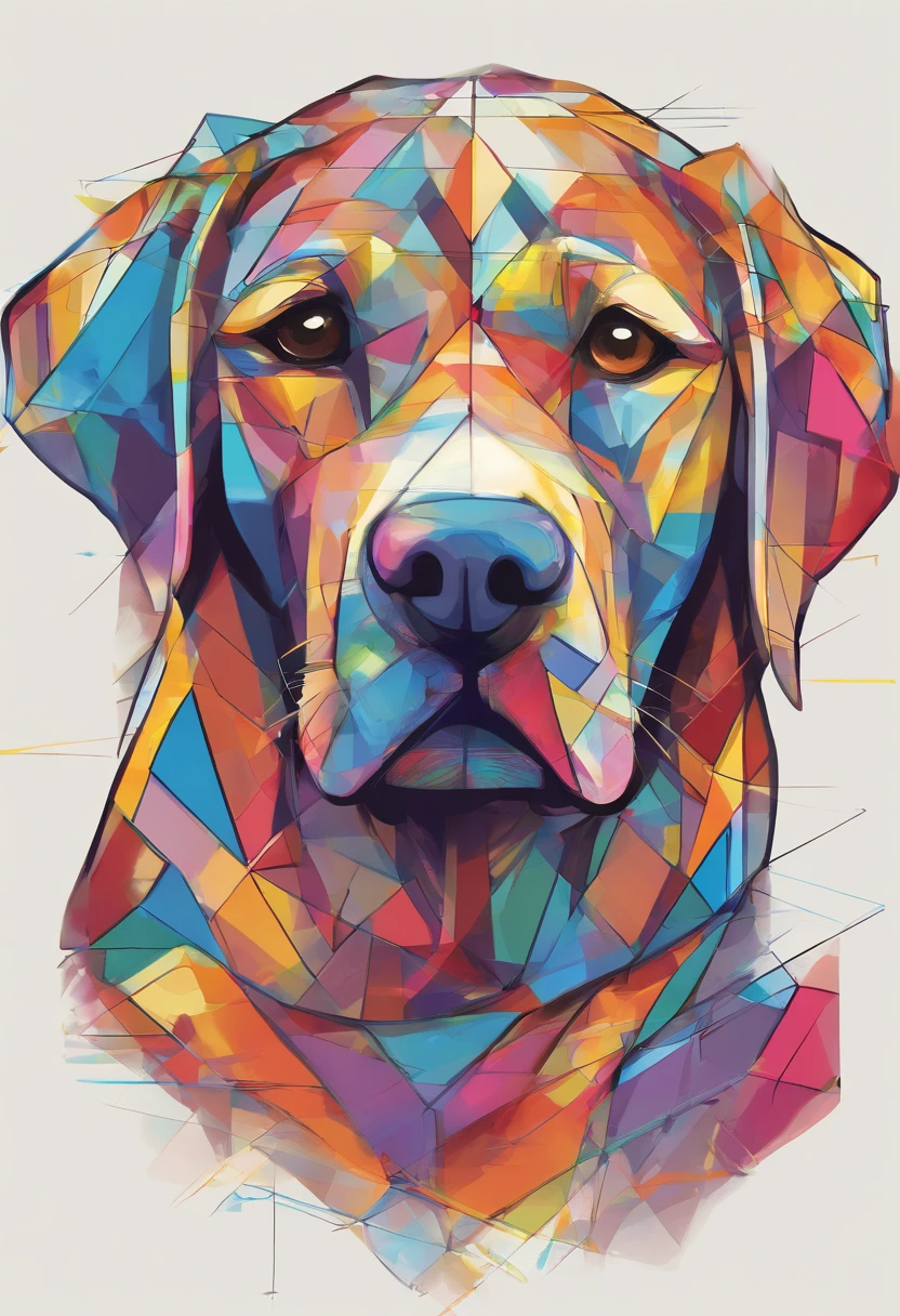 (cachorro labrador ),(melhor pose),(best angle), (better expression), Eduardo Kobra acolchoamento ,multidimensional geometric wall PORTRAIT, arte, Chibi,Yang08k, lindo, Colouring,