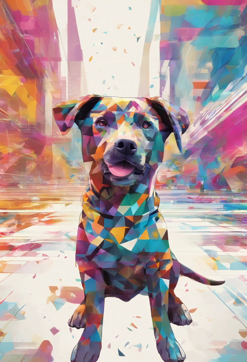 (cachorro labrador ),(melhor pose),(best angle), (better expression), Eduardo Kobra acolchoamento ,multidimensional geometric wall PORTRAIT, arte, Chibi,Yang08k, lindo, Colouring,