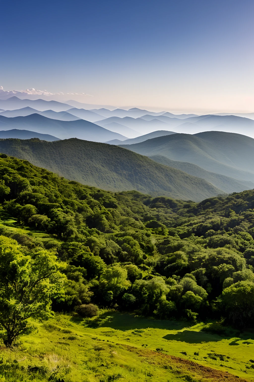 cordilheiras, cachoeira no meio, Forest on low level, nuvens no topo da colina, Tall trees, giant trees, montanhas altas, 4k
