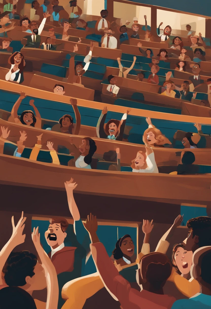 Gere uma cena de sala de aula com um professor explicando um problema complexo no quadro-negro, as students raise their hands eagerly to respond.