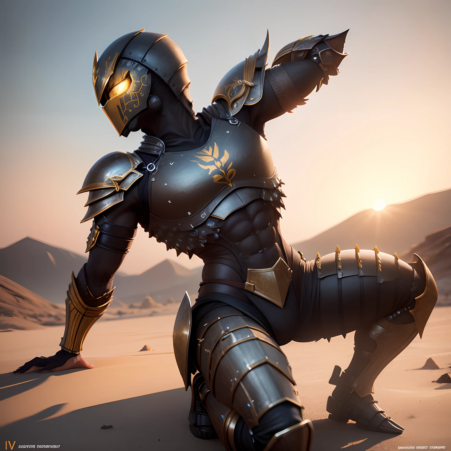 Cute scorpion warrior in realistic 4K armor, full entire body,Super Detailed, Vray Display, Unrealistic engine, Midjourney Art Style.